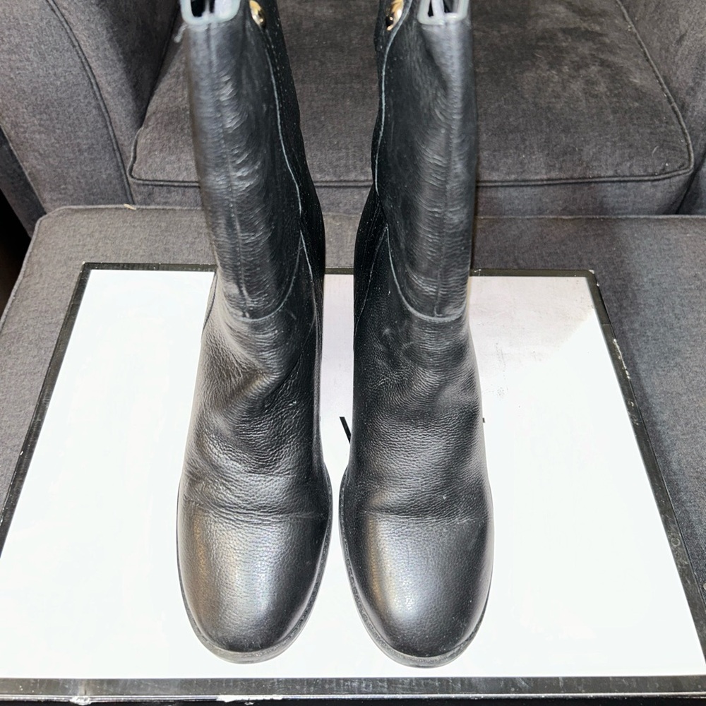 Nine West HARBOURNO Black Leather 3.5” Heels 12” Tall Women’s Size 11M SU5
